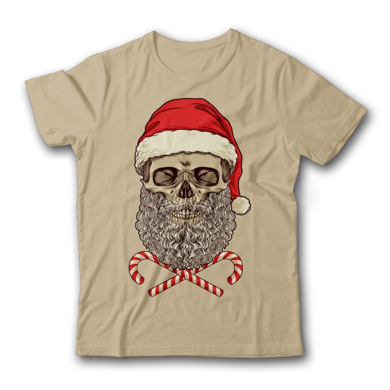 Santa Skull T-Shirt Design t shirt designs for merch teespring and printful