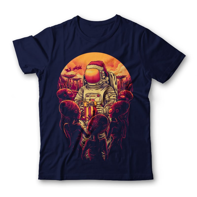 Christmas on The Alien Planet T-Shirt Design t shirt designs for merch teespring and printful