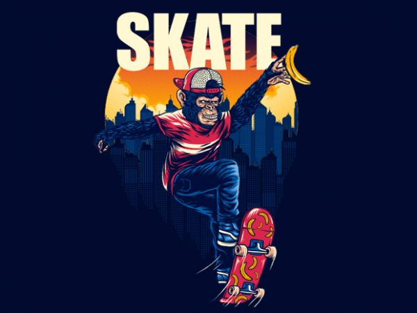 Monkey sk8 tshirt design