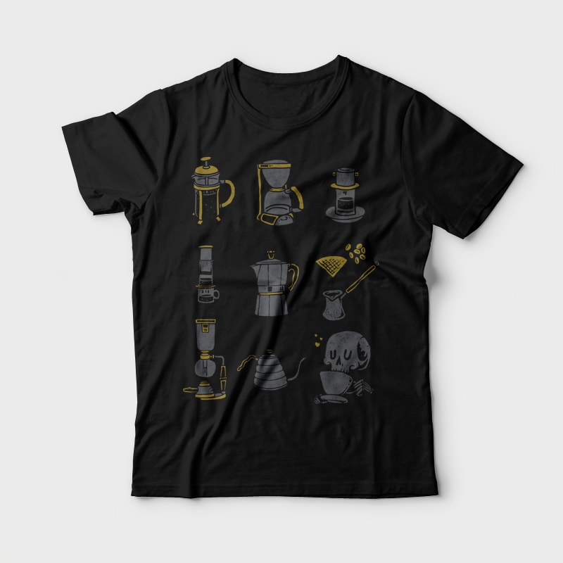 Coffee Equipment t shirt designs for printify
