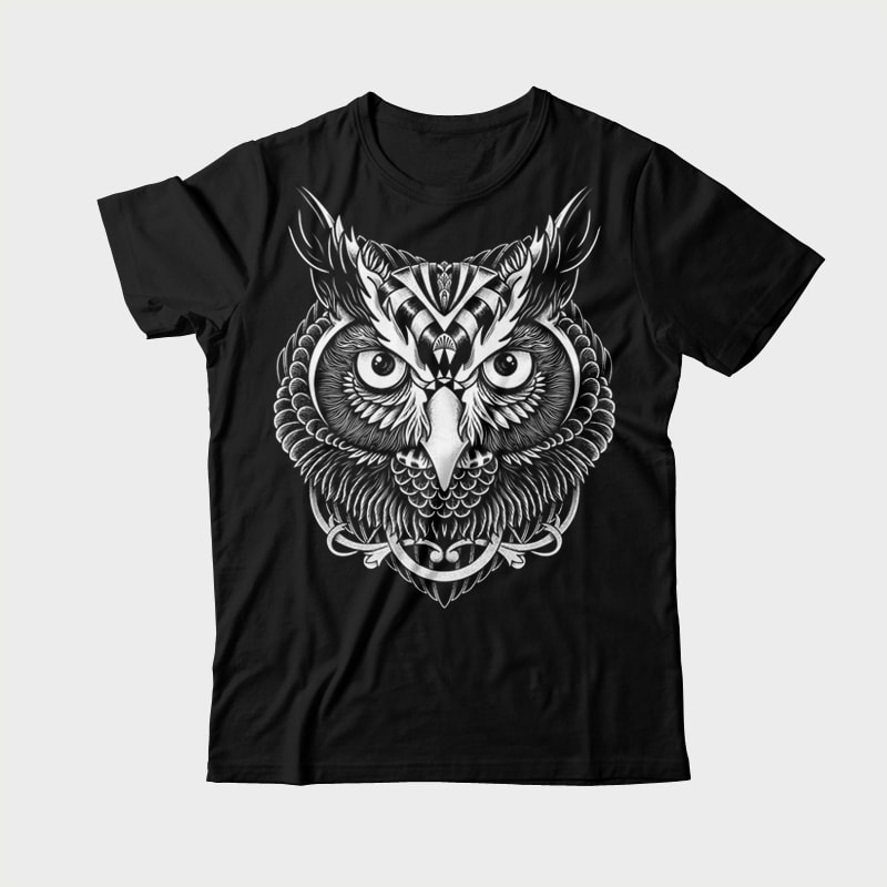 Owl Ornate tshirt design for sale