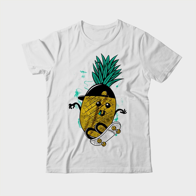 Pineapple Skateboarding t shirt design graphic