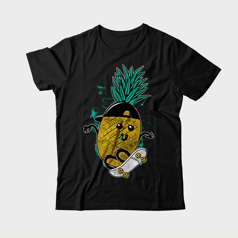 Pineapple Skateboarding t shirt design graphic