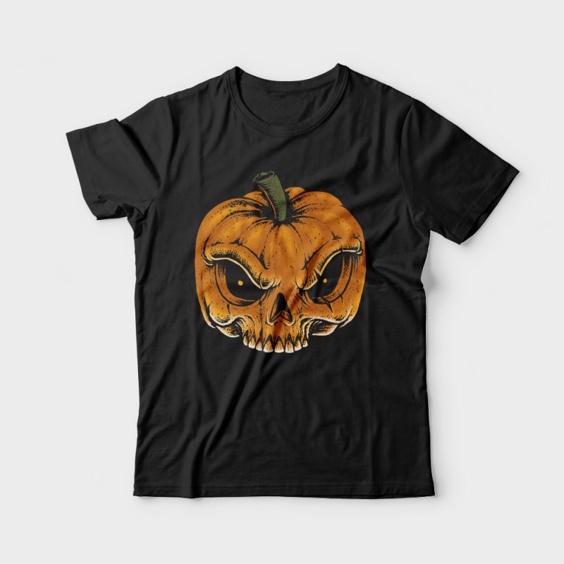 Skull Pumkin t shirt design png