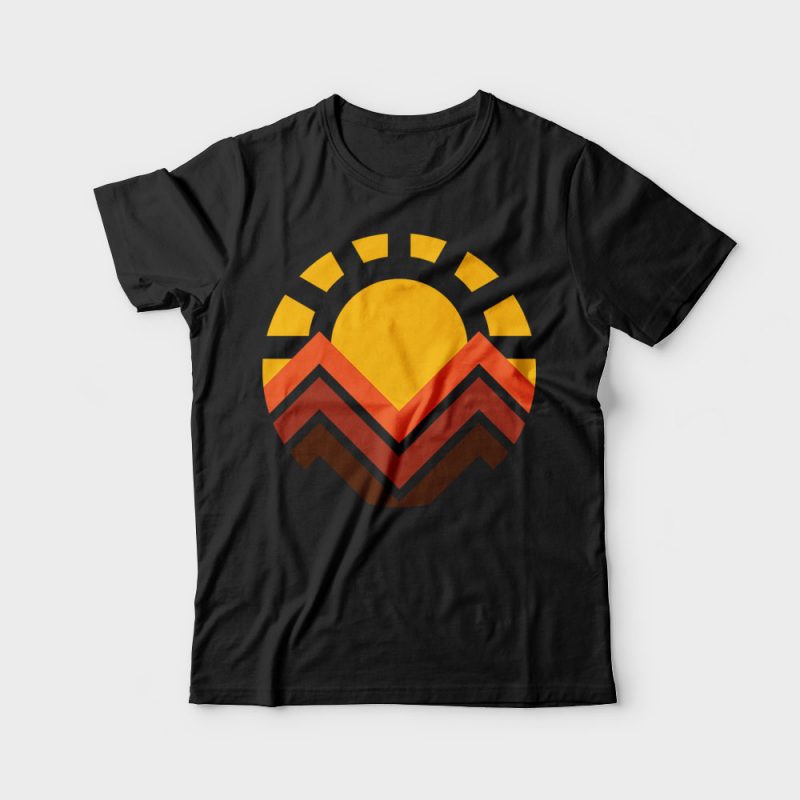 Sunset Mountain tshirt designs for merch by amazon