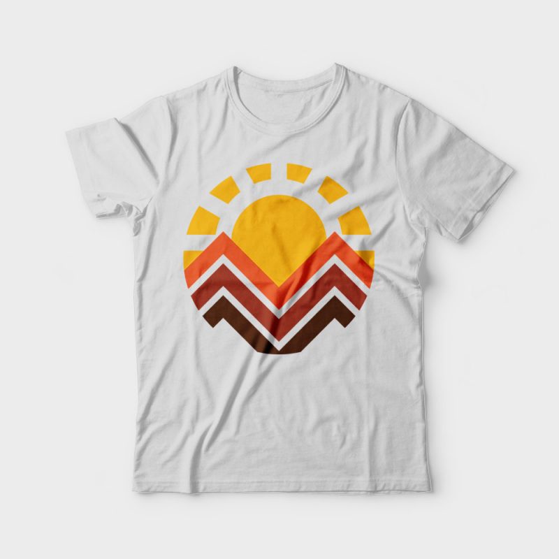 Sunset Mountain tshirt designs for merch by amazon