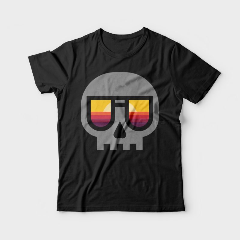 Sunset Skull t shirt designs for merch teespring and printful