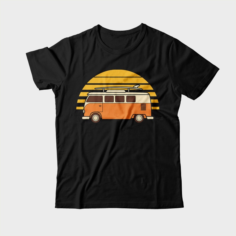 Sunset Van print ready vector t shirt design - Buy t-shirt designs