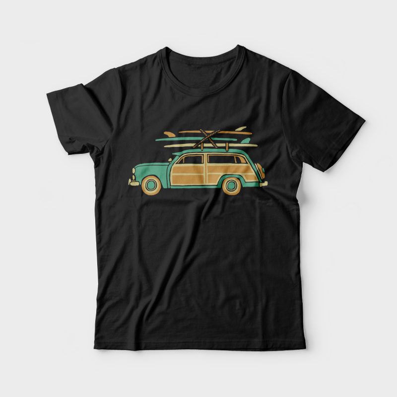 Surf Car t-shirt designs for merch by amazon