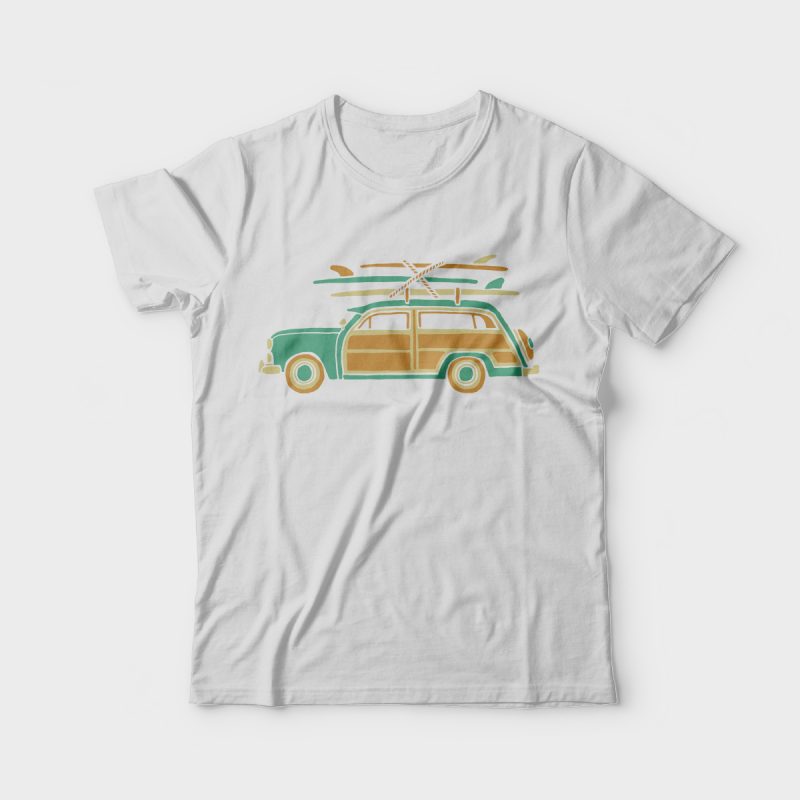 Surf Car t-shirt designs for merch by amazon