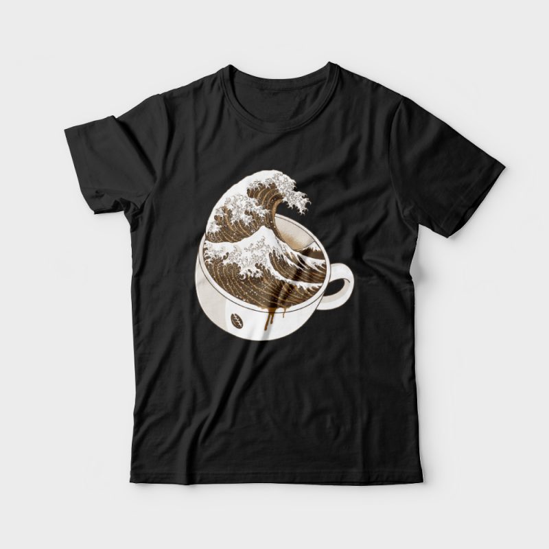 The Great Wave off Coffee t shirt designs for merch teespring and printful