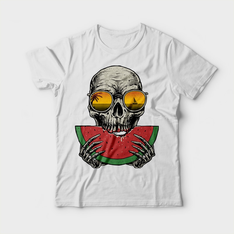 Watermelon Skull commercial use t shirt designs