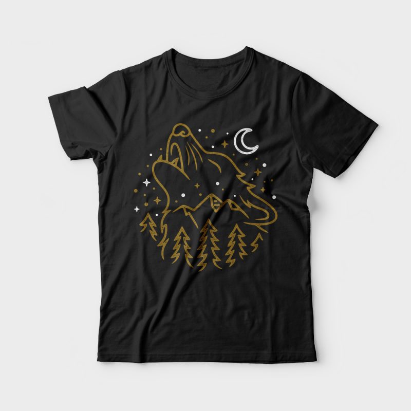 Wolf Howling t shirt designs for printify