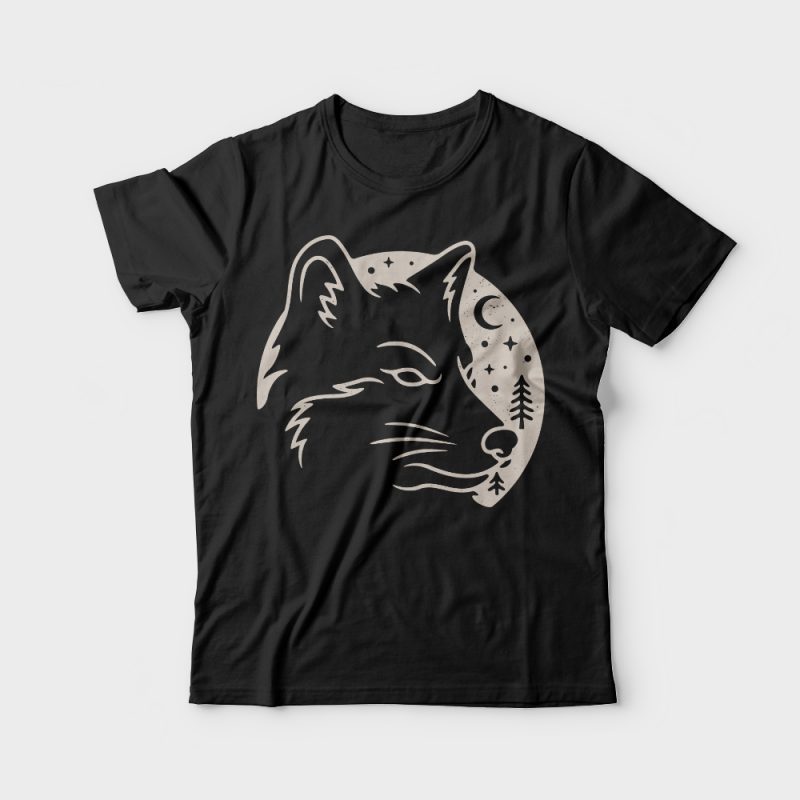 Wolf Moon t shirt designs for printify