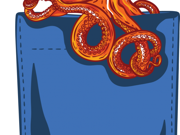 Octopus pocket t shirt design for sale