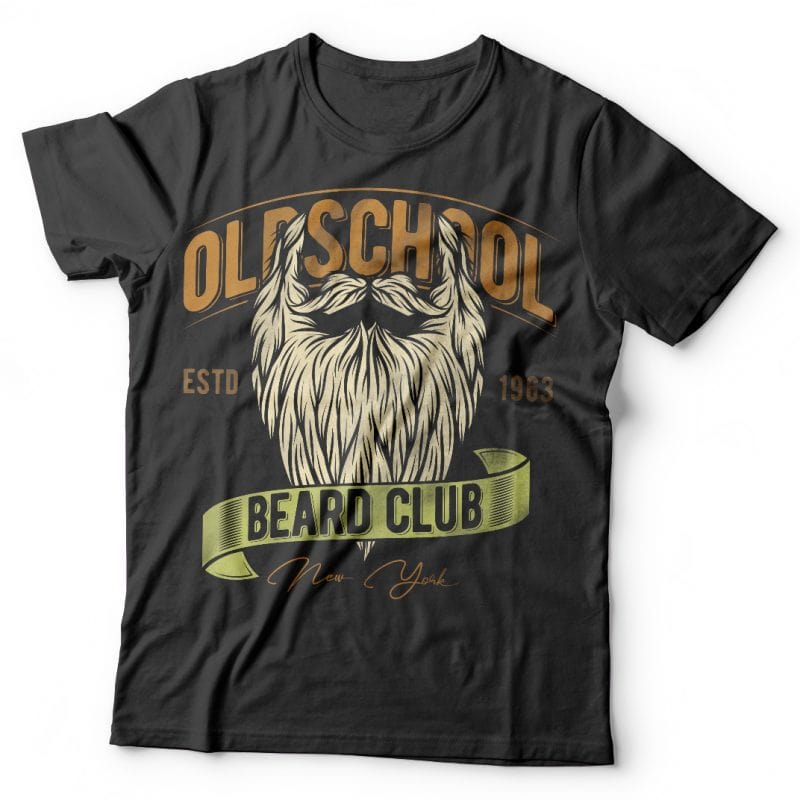 Oldschool beard club. Vector T-Shirt Design t shirt designs for print on demand