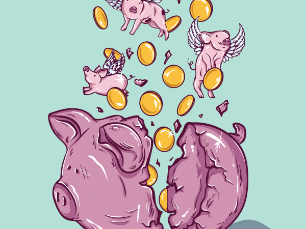 Piggy bank vector t-shirt design
