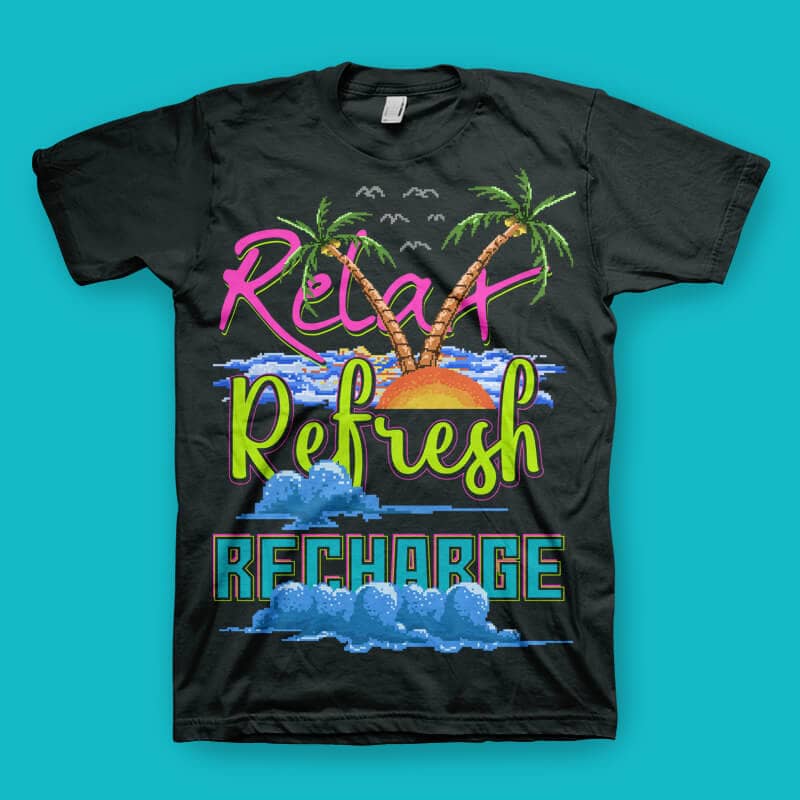 Relax Refresh Recharge tshirt design t shirt designs for print on demand