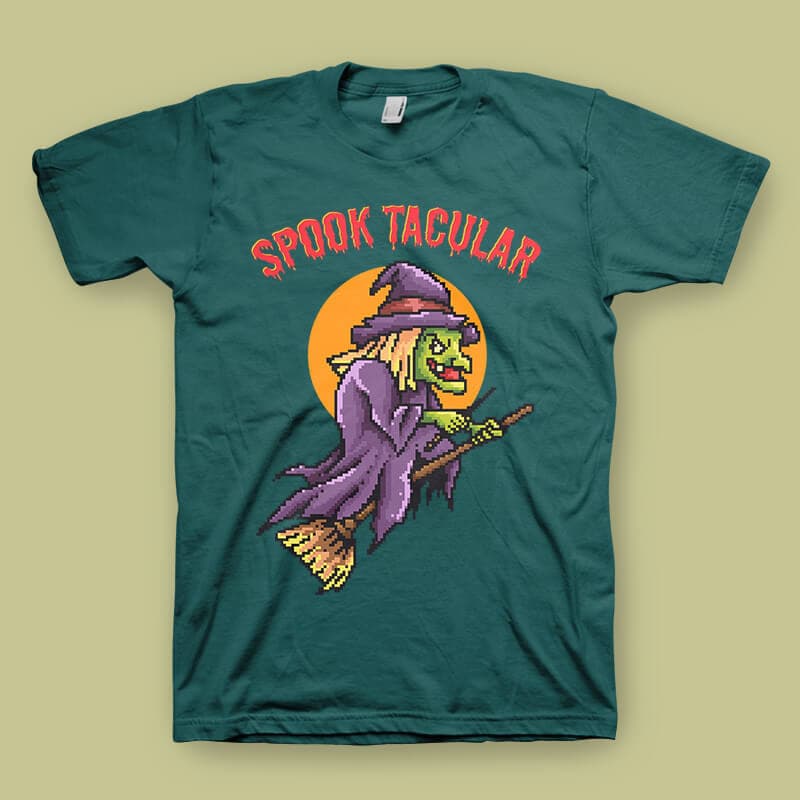 Spooktacular Witch tshirt design t shirt designs for printify