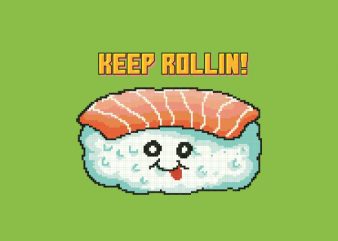 Sushi Pixel Art Food Character tshirt design