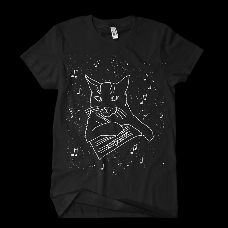 cat music t shirt design png