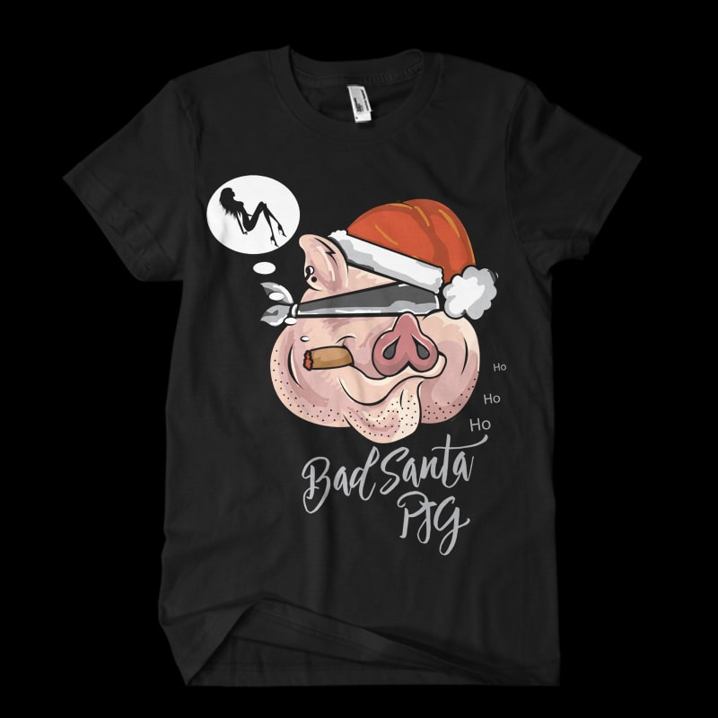 Bad Santa Pig2 t shirt designs for print on demand