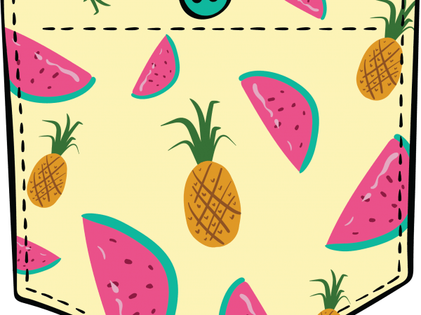 Tropical fruits pocket vector t shirt design artwork