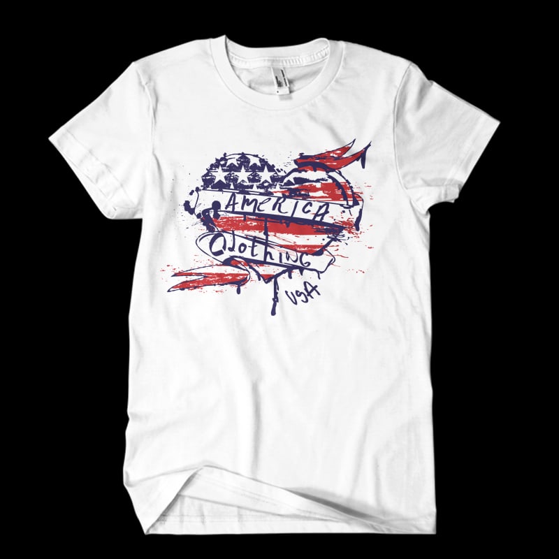 USA Heart t shirt designs for printful