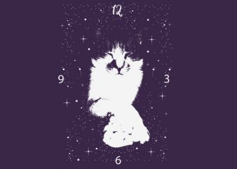 cat clock commercial use t-shirt design