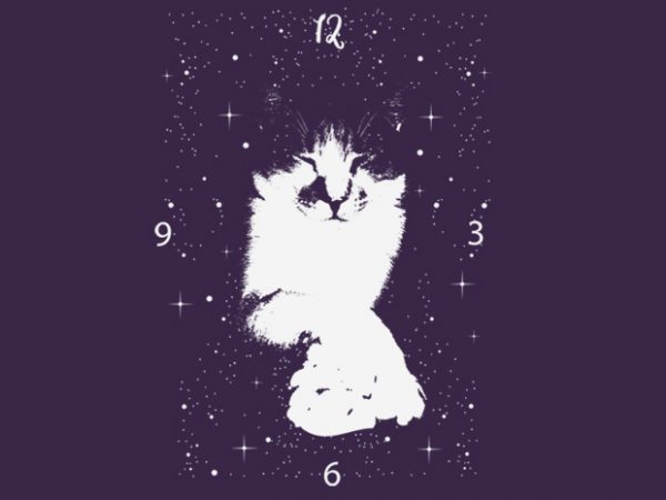 Cat clock commercial use t-shirt design