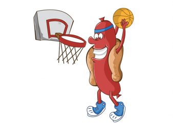 Basketball hot dog tshirt design vector