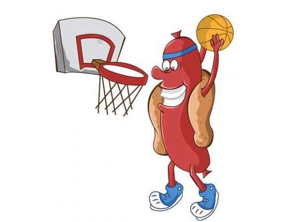 Basketball hot dog tshirt design vector