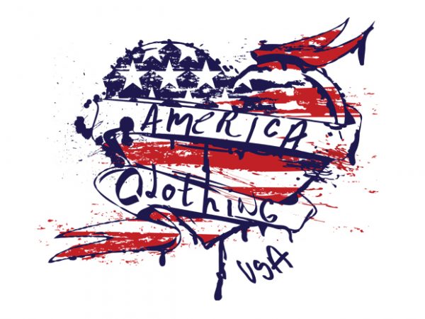 Usa heart print ready shirt design