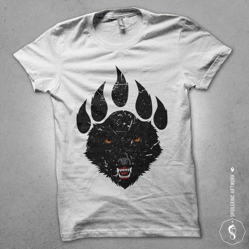 wolf claw commercial use t shirt designs