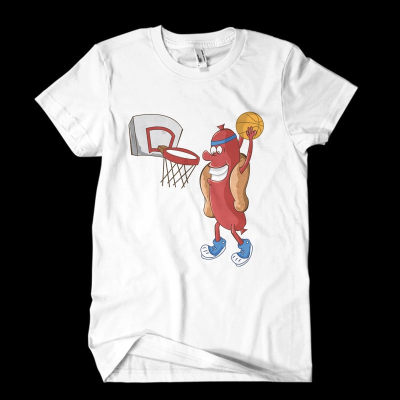 Basketball hot dog vector t shirt design