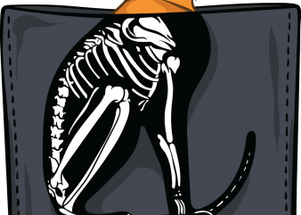 Cat skeleton pocket print ready vector t shirt design