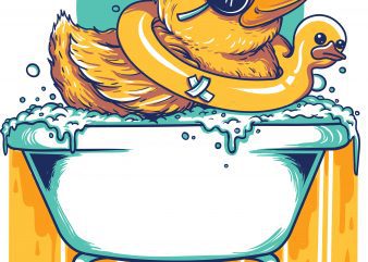 bathing duck vector tshirt design