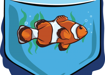 Fish pocket vector shirt design