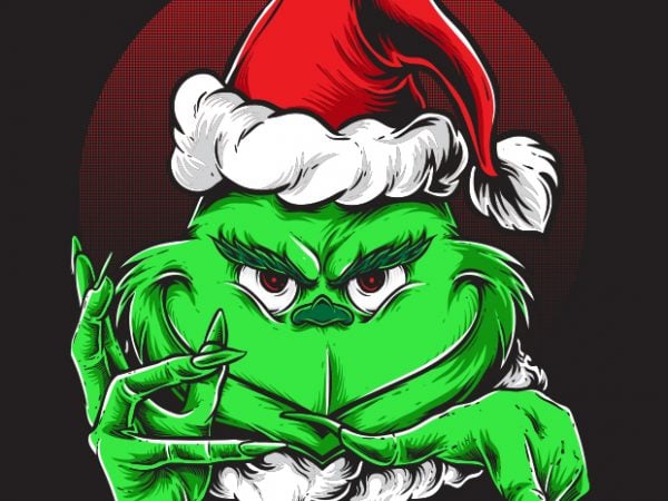 Grinchy Claus vector t-shirt design for commercial use Grinchy Claus vector t-shirt design for commercial use