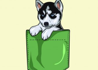 Husky pocket vector t shirt design for download