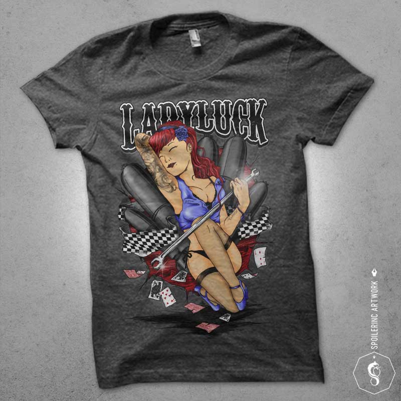 ladyluck t shirt designs for print on demand