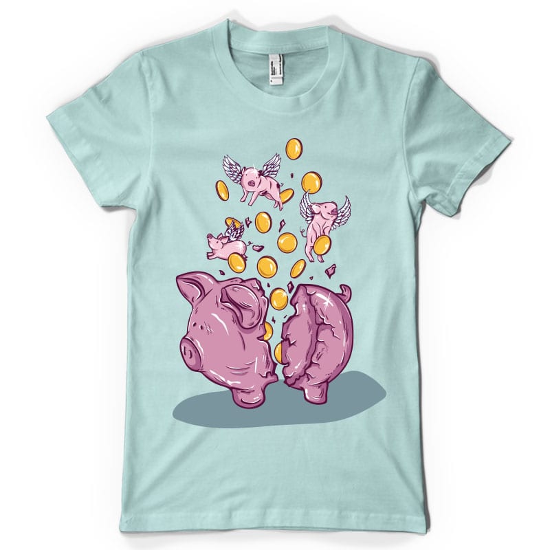 Piggy bank t-shirt designs for merch by amazon