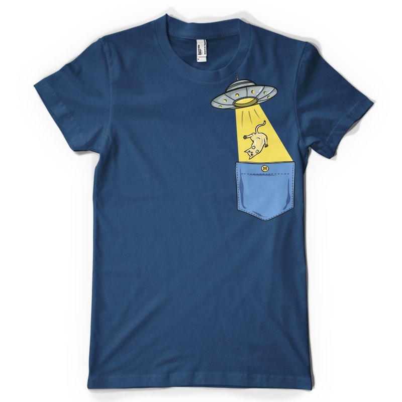 Alien abduction pocket t-shirt design budnle vector