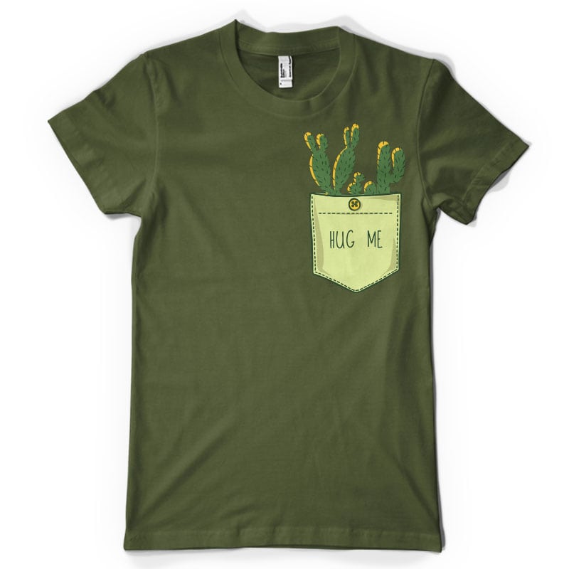 Cactus pocket t shirt designs for merch teespring and printful