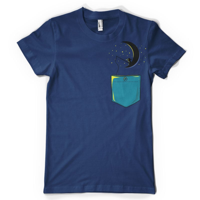 Child on the moon pocket t shirt designs bundle