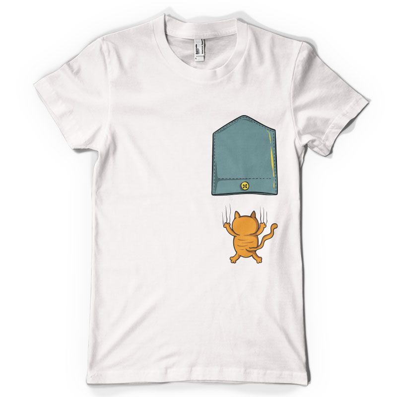 Falling cat pocket tshirt factory