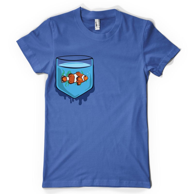 Fish pocket t shirt designs for print on demand