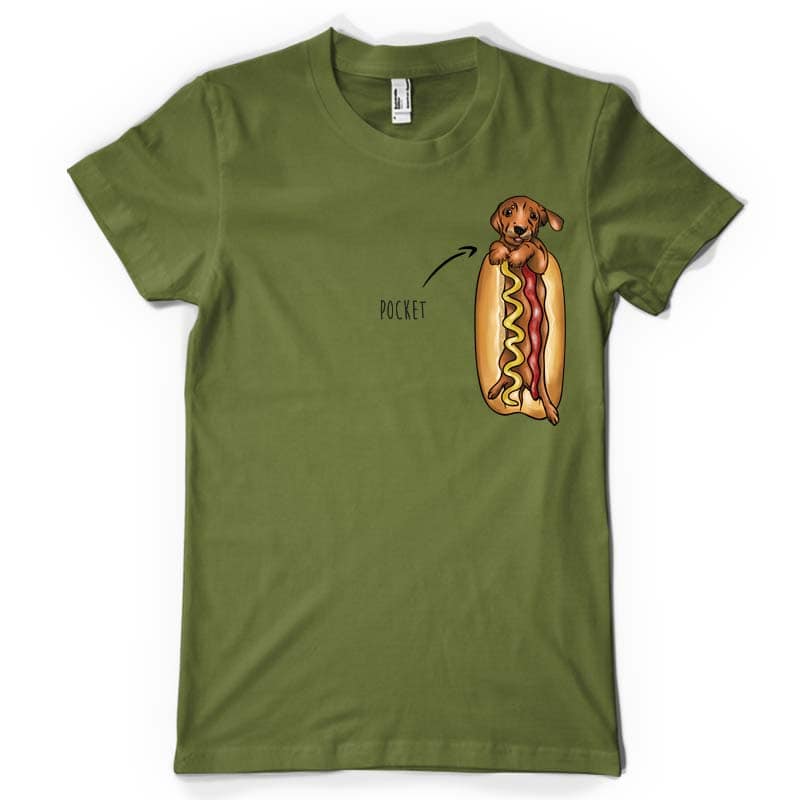 Hotdog pocket t shirt designs for print on demand