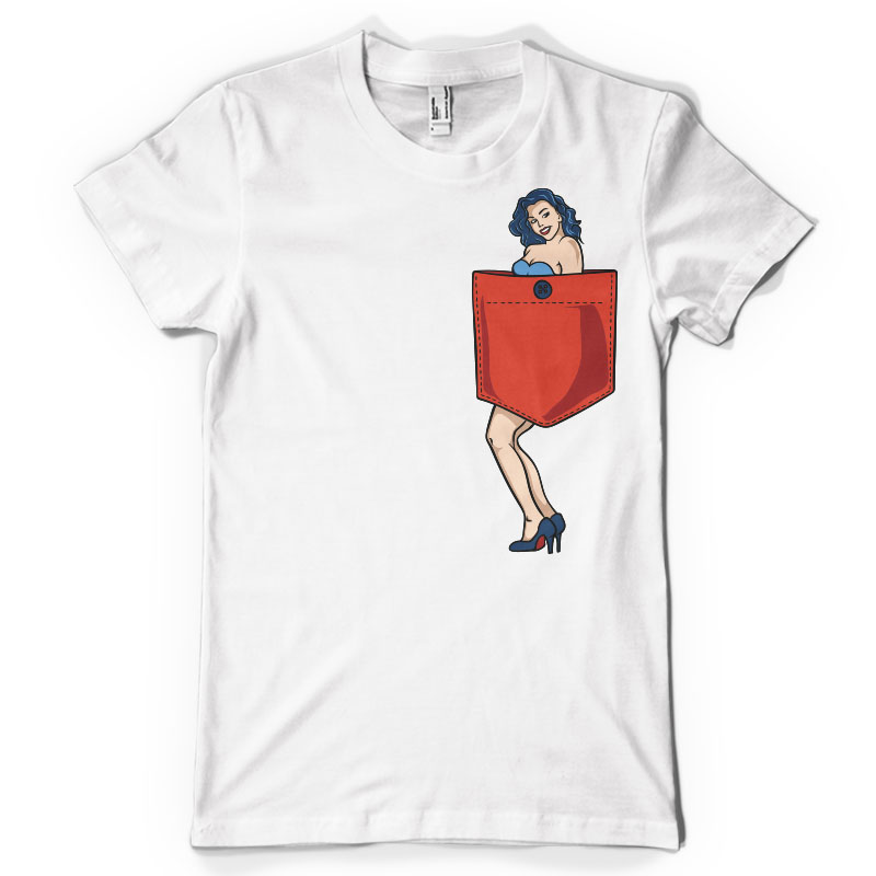 Pin Up Girl Pocket T Shirt Design For Sale Buy T Shirt Designs