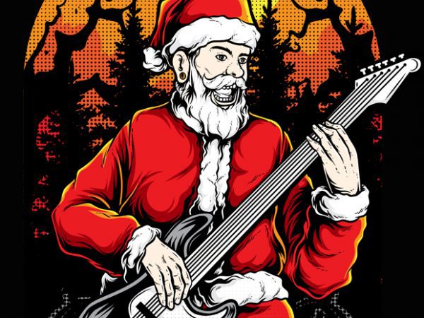 Rocker santa print ready shirt design